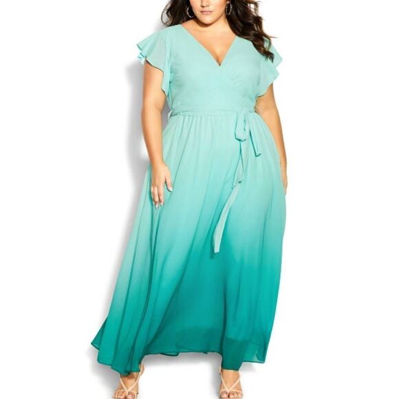 City Chic Isabella Ombre Maxi Dress in Marine Size 16 - Picture 1 of 12